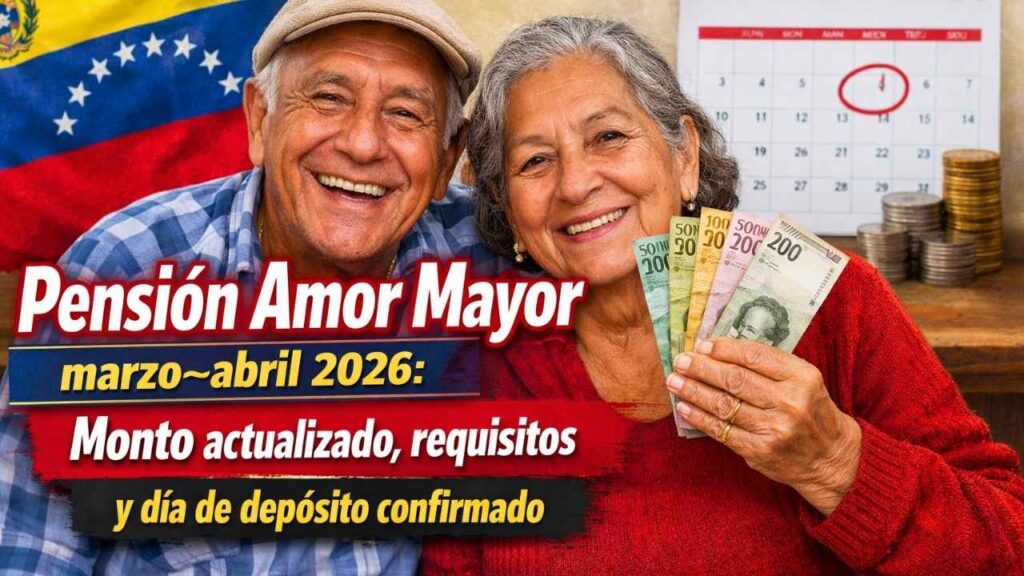 Pensión Amor Mayor marzo–abril 2026: monto actualizado, requisitos y día de depósito confirmado