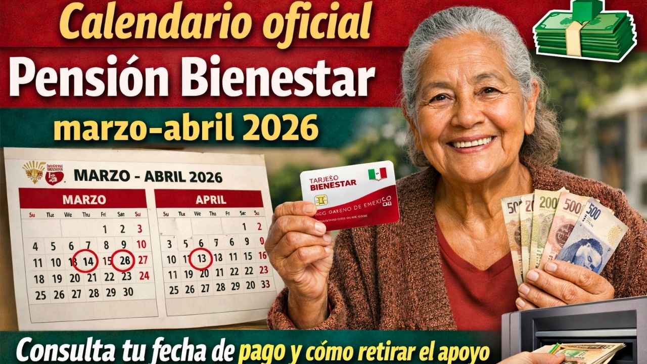 Calendario oficial Pensión Bienestar marzo–abril 2026: consulta tu fecha de pago y cómo retirar el apoyo