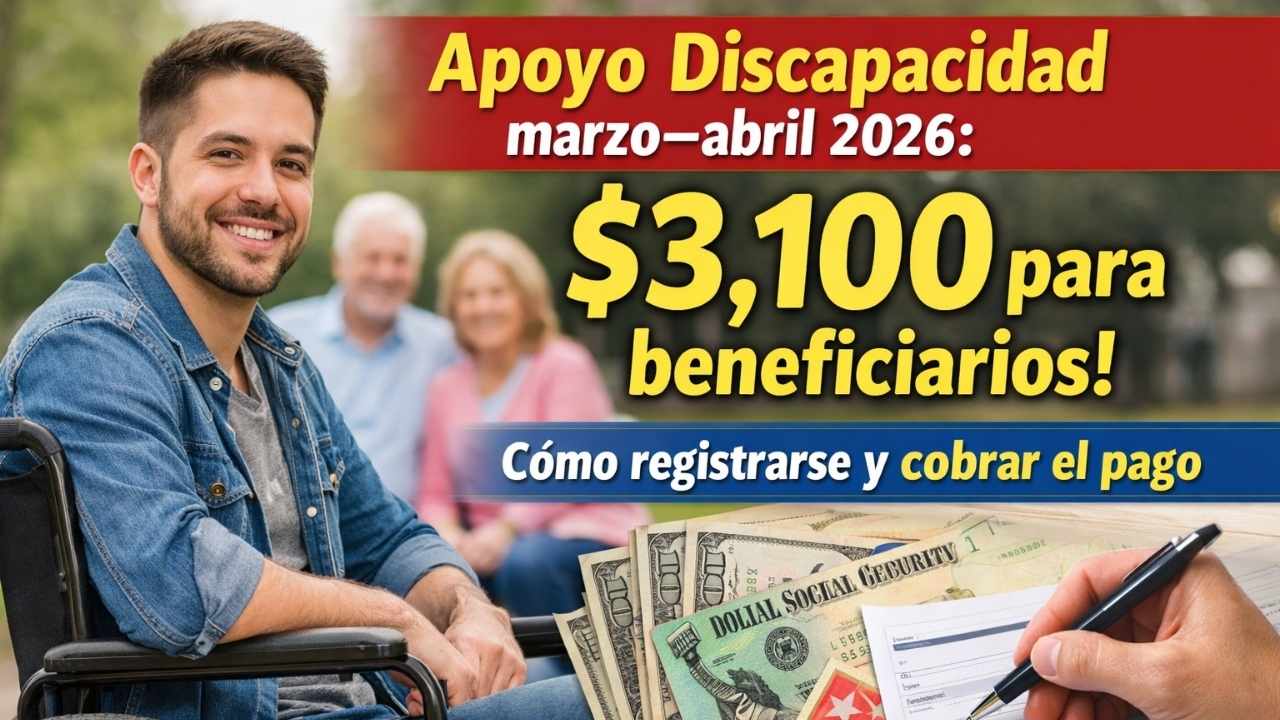 Apoyo Discapacidad marzo–abril 2026: $3,100 para beneficiarios, cómo registrarse y cobrar el pago
