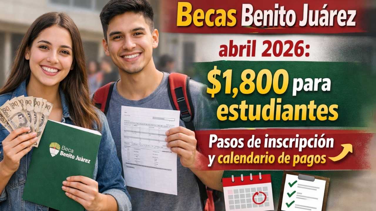 Becas Benito Juárez abril 2026: $1,800 para estudiantes, pasos de inscripción y calendario de pagos