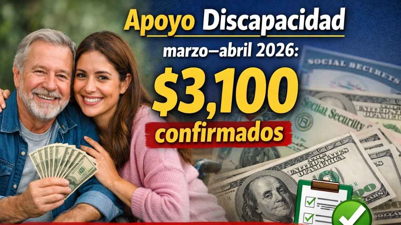 Apoyo Discapacidad marzo–abril 2026: $3,100 confirmados, cómo registrarse y cobrar el beneficio